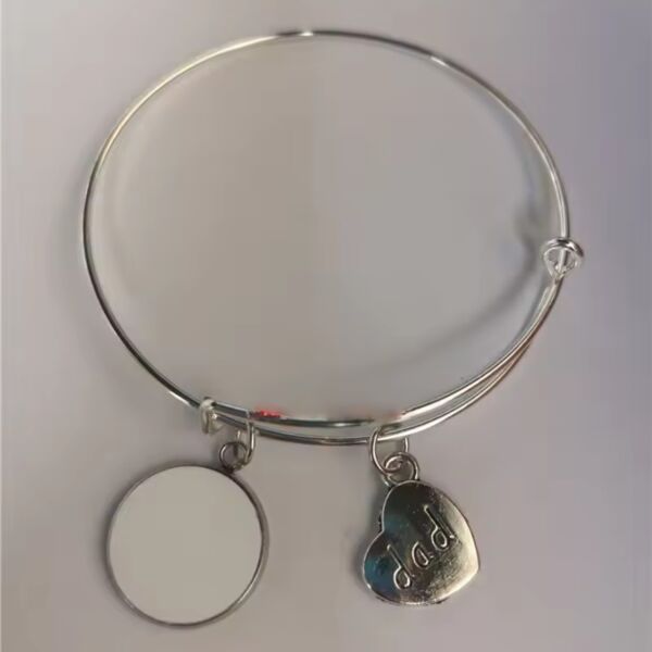 Bangle Bracelet with Dad Charm and Custom Charm Thumbnail