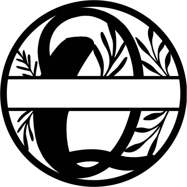 Q Floral split monogram letters Thumbnail