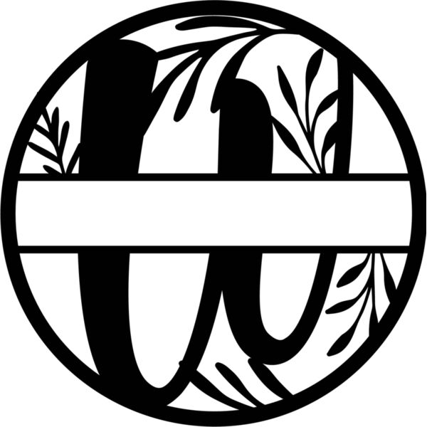 W Floral split monogram letters Thumbnail